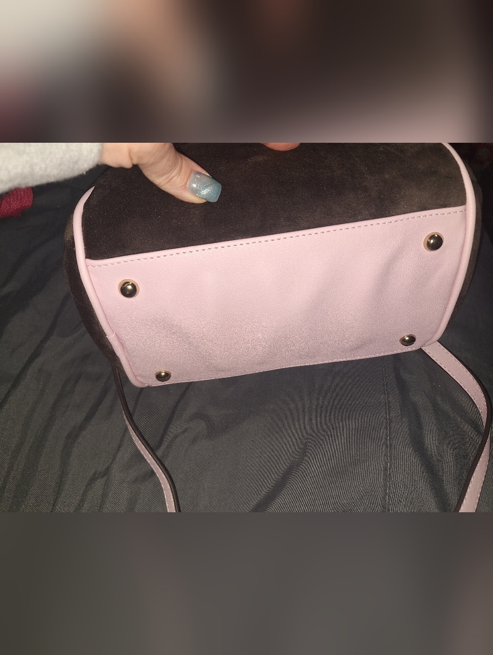 EXCLUSIVE Juicy Couture Pink & Brown Velvet Dome Bowler Bag - Picture 8 of 8